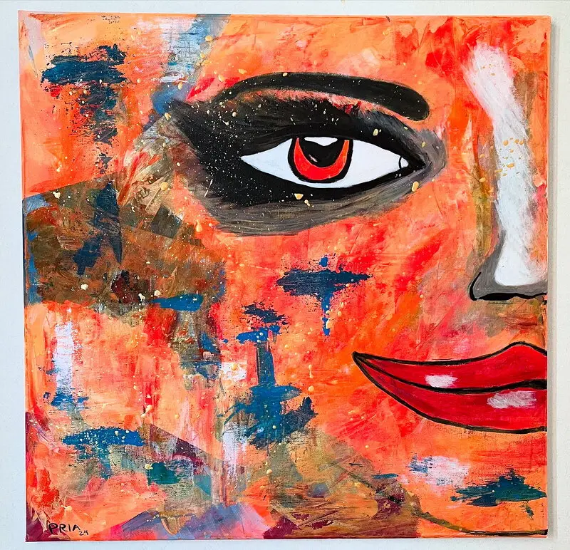 Akrylmålning Hi! av Pria Blomberg