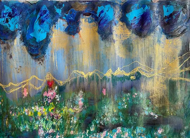 Akrylmålning Flourish III av Art By Nina Johansson