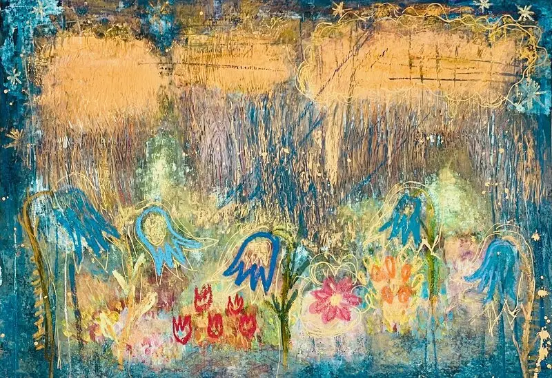 Akrylmålning Flourish I av Art By Nina Johansson