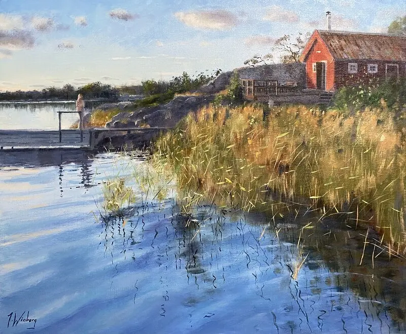 Oljemålning Bastubad (Rågskär) av Jörgen Winberg