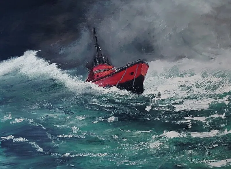 Oljemålning Storm III av Jan Sunden