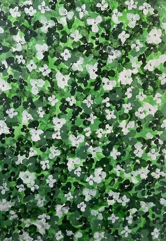 Akrylmålning Klöveräng av Ninni Andersson