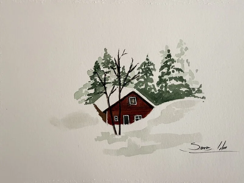 Akvarell Vinter av Sara Rosén