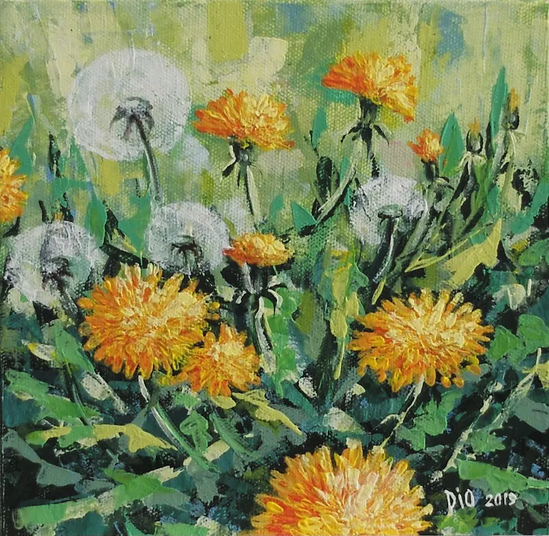 Akrylmålning Maskrosbuske av Iryna Denysenko