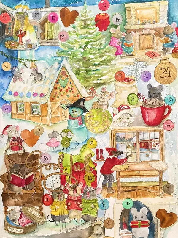 Akvarell Nostalgi - en adventskalender av Annette Landin