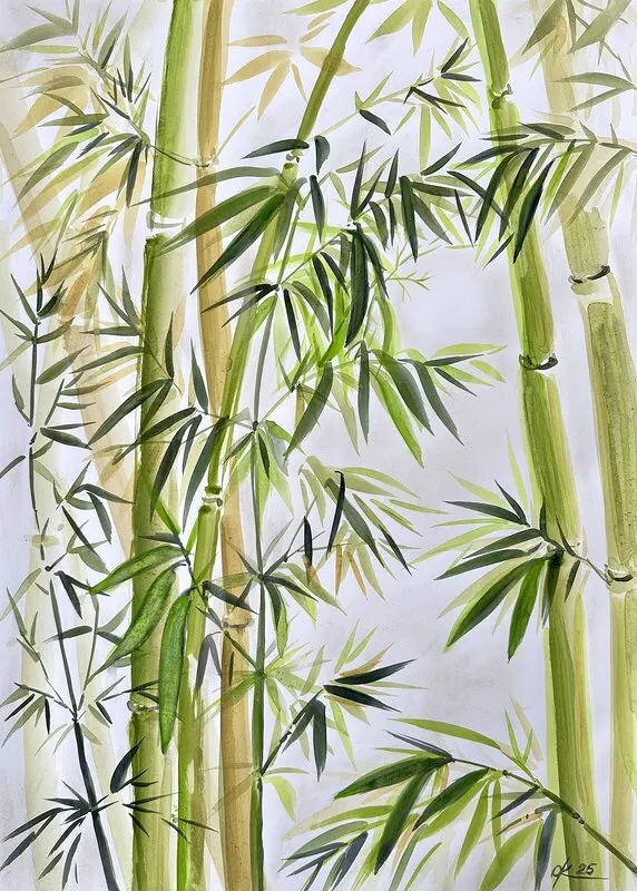 Akvarell Bambu av Olga Kharyakova