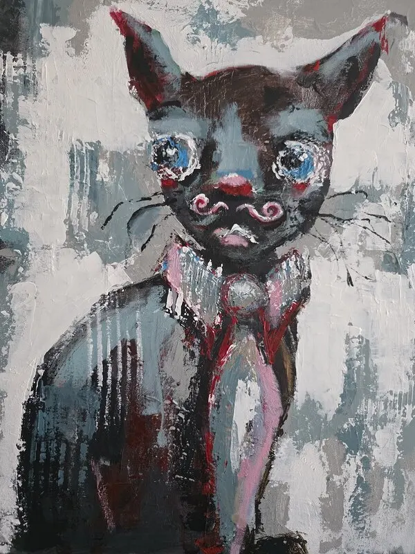 Akrylmålning Meeting in March av Erika Eriksson