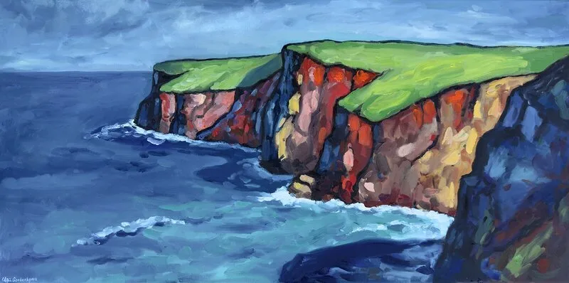 Oljemålning Ocean Cliffs of Madeira av Olga Gorbachyova