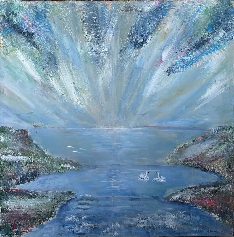 Akrylmålning Swanlake. av Josefin Pettersson