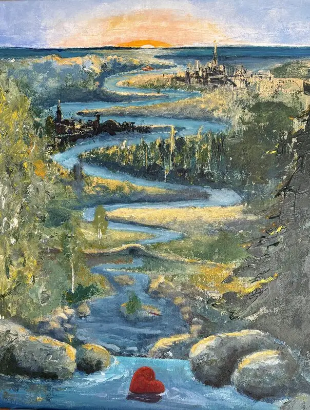 Akrylmålning Love like a river (ej til salu) av Marie Eriksson Osborne