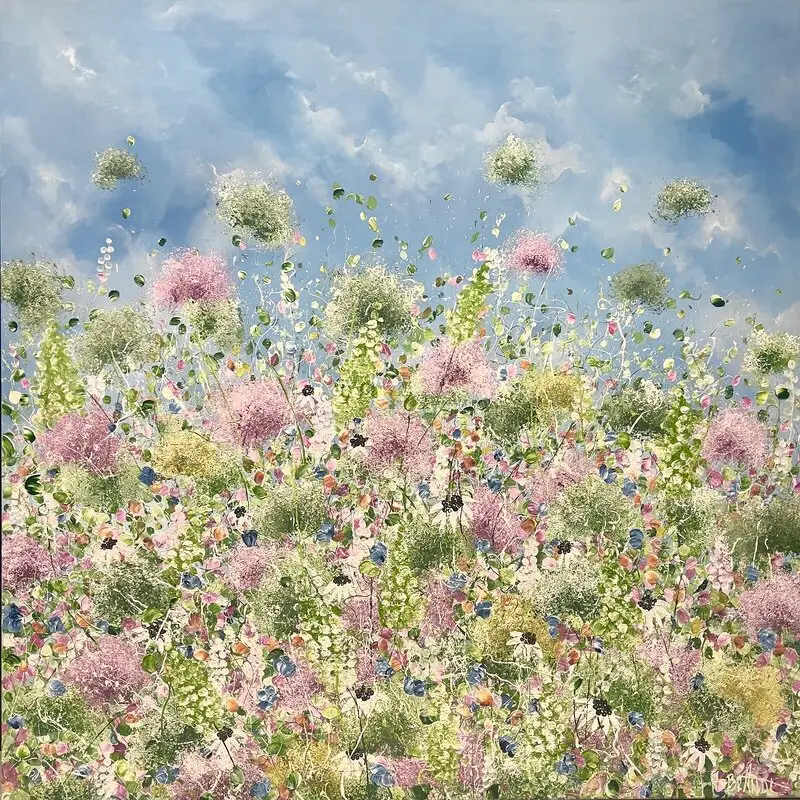 Akrylmålning CLOUDS AMONG BLOSSOMS av Anna Artistockholm Brandt