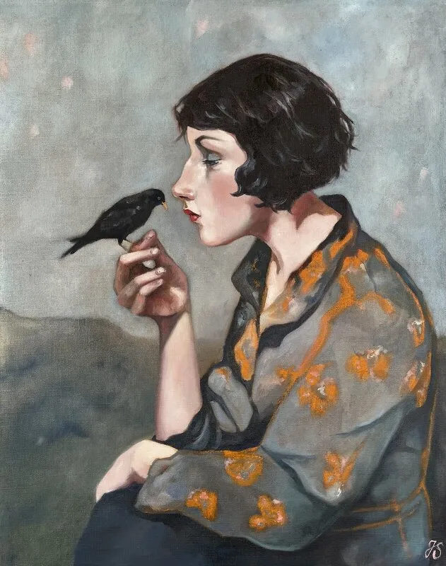 Oljemålning Blackbird av Jenny Söderlund