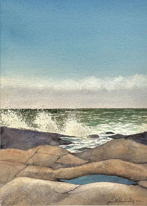 Akvarell Skummande vågor av Jeanette Malmberg