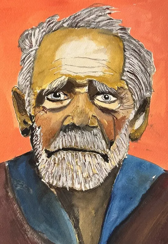 Akvarell Old man av Bengt Uusitalo