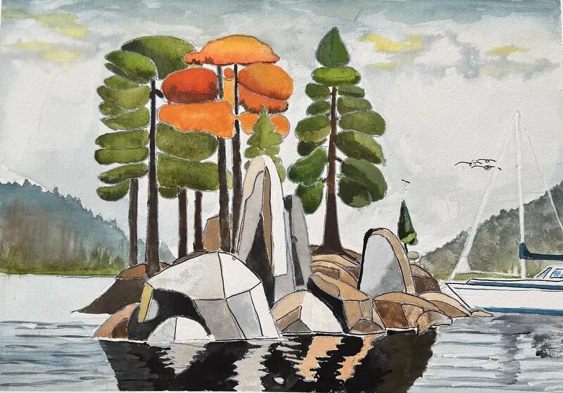 Akvarell Stockholms skärgård av Bengt Uusitalo