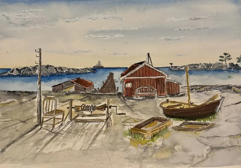 Akvarell Skärgården av Bengt Uusitalo