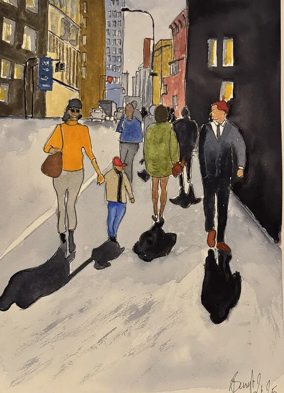 Akvarell New York morning av Bengt Uusitalo