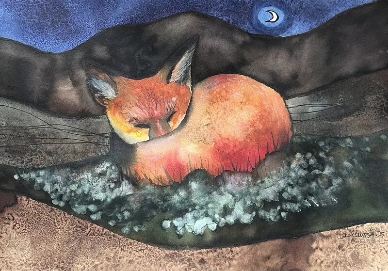 Akvarell Vila lilla du av Hanna Elmroth