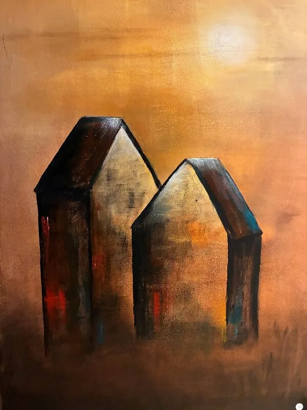 Akrylmålning Hus av Lena Johansson