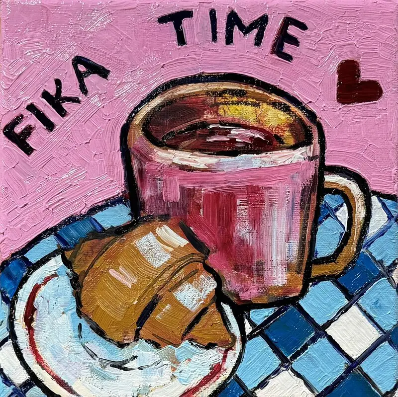 Oljemålning Fika av Ekaterina Dutkevich