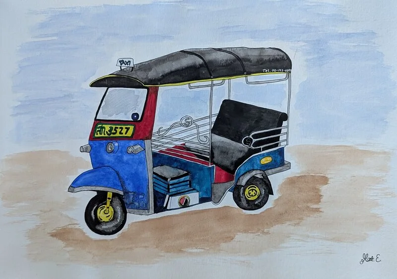 Akvarell Kom, åk med mig! av Matilda Eriksson