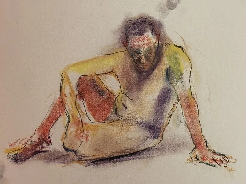 Manlig modell i färg av Per Kornhall