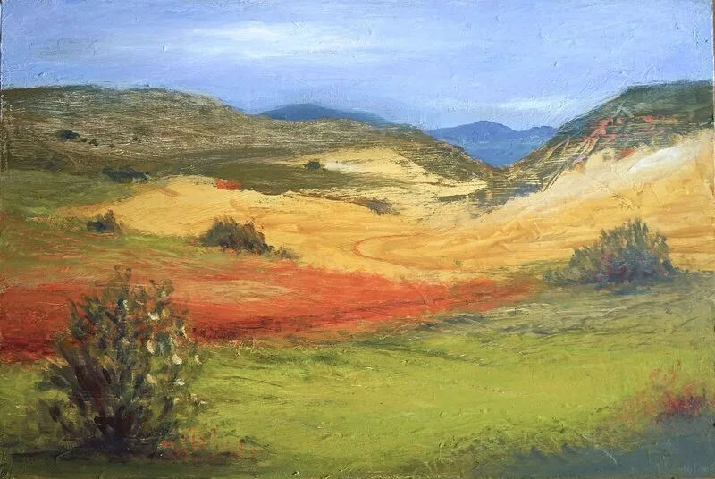 Akrylmålning The orange field av Magnus Lindblom