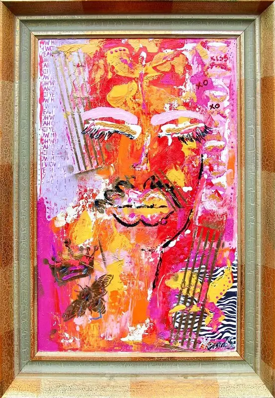 Neon Kiss - Colorful Abstract Portrait av Hanna Sander
