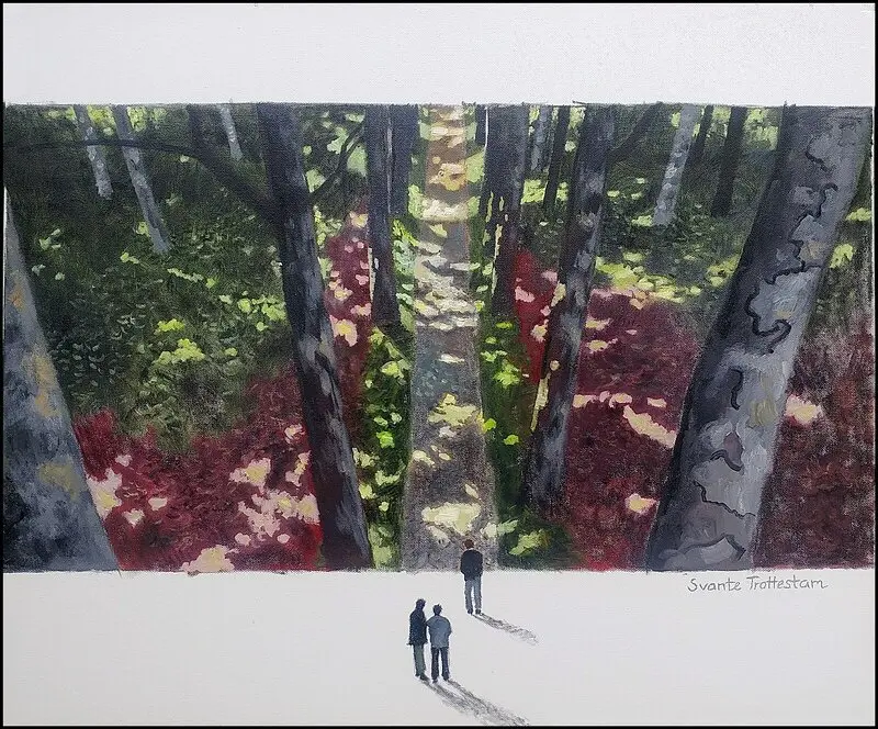 Oljemålning Ska vi gå? av Svante Trottestam