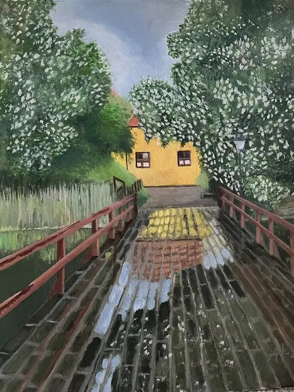 Akrylmålning Vattenreflex av Annette Hansson