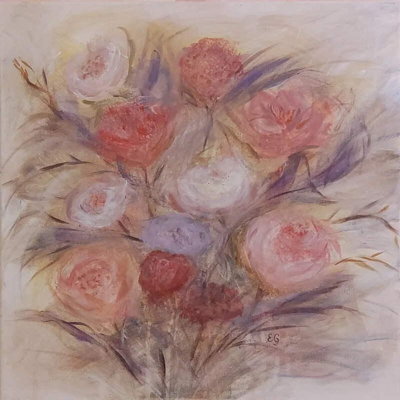 Akrylmålning Blomster av Eva Garami