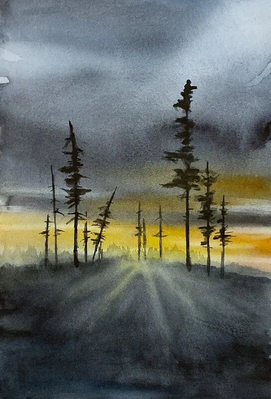 Akvarell Gryning av Anna Sundkvist / @veras_akvareller