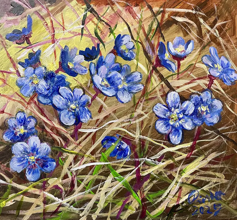 Akrylmålning Skyddad blomma. av Josef Pinter