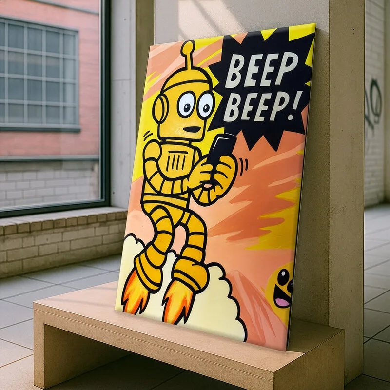 Akrylmålning BEEP BEEP! av Emanuel Ringborg Mankert
