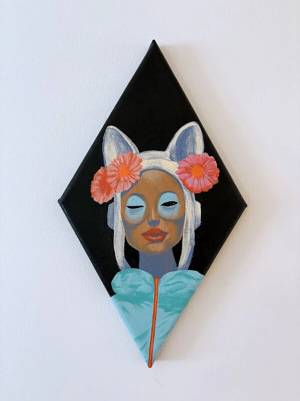 Akrylmålning Original painting 'Little pilot' (2024) av Jing Wang