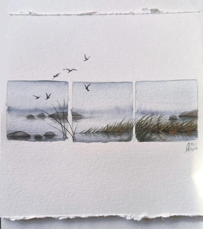 Akvarell Between Fall and Winter av Anna Åström