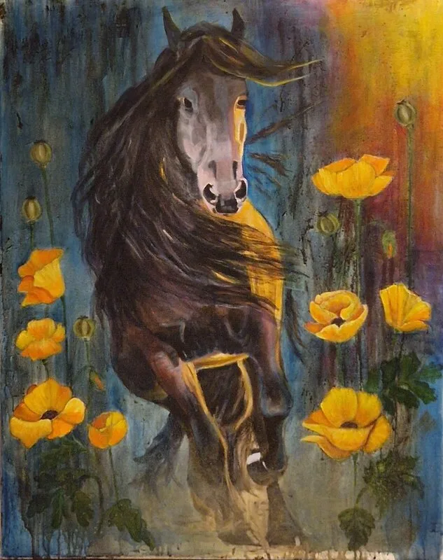 Akrylmålning War horse av Marie Norgren