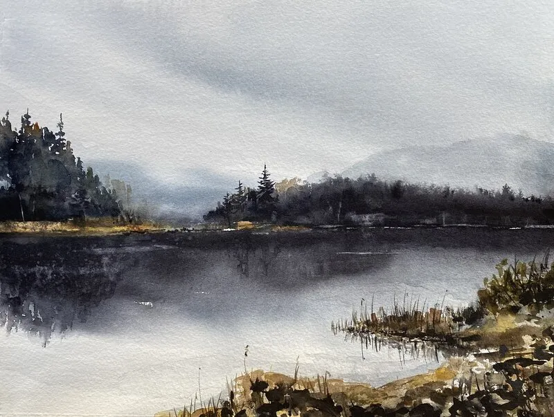 Akvarell Älven av Malin Josefsson