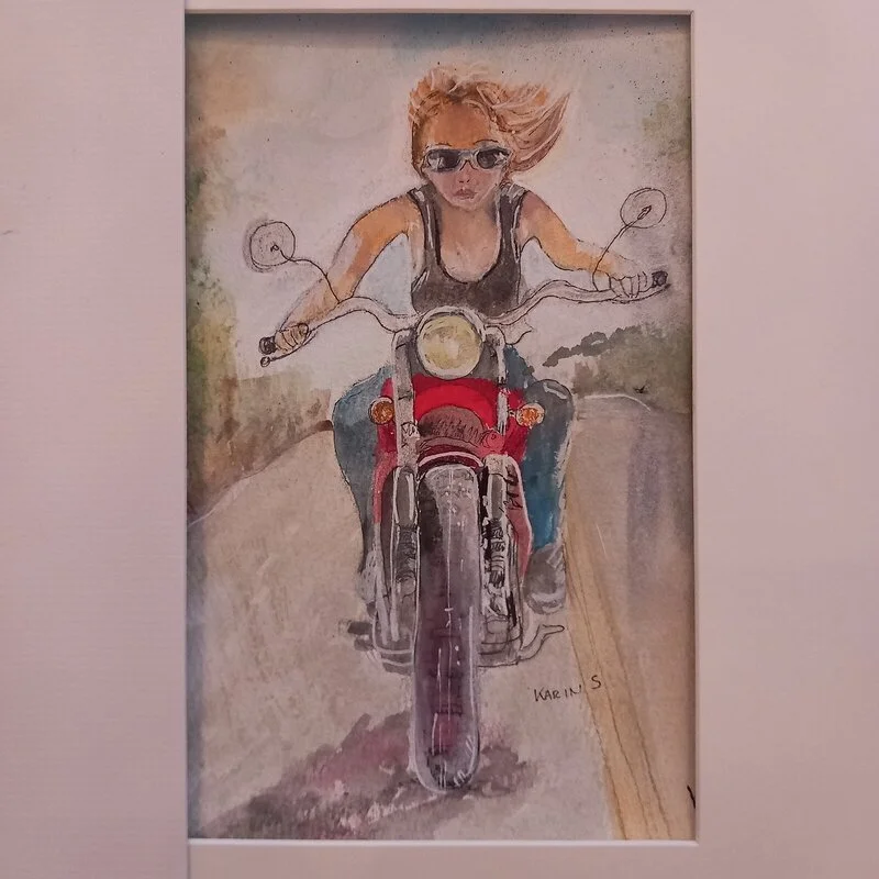 Akvarell Easy rider av Karin Solberg