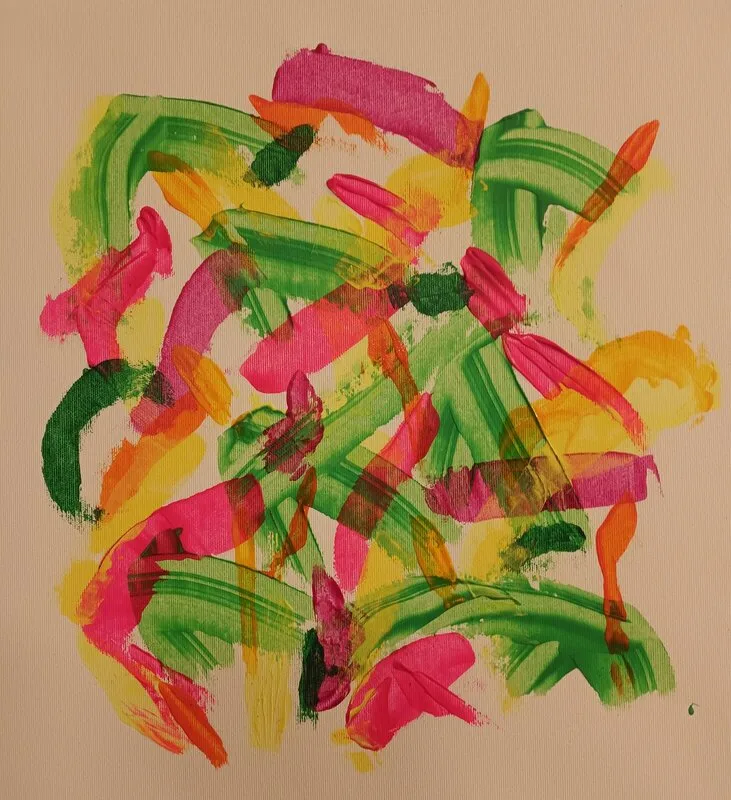 Akrylmålning Neonfyrverkeri II av Agneta Baudou