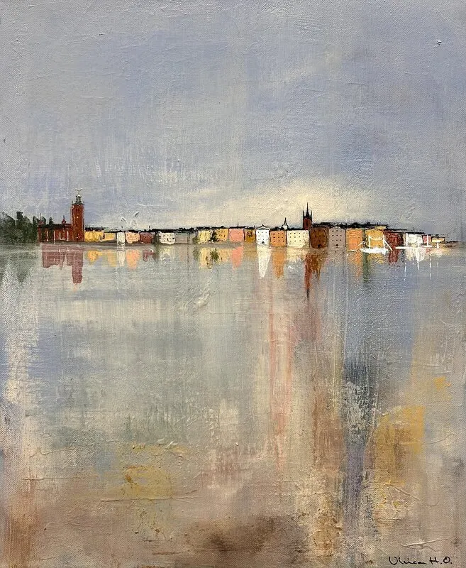 Akrylmålning Siluett i blått av Ulrica Halling Olsson_art Stockholm