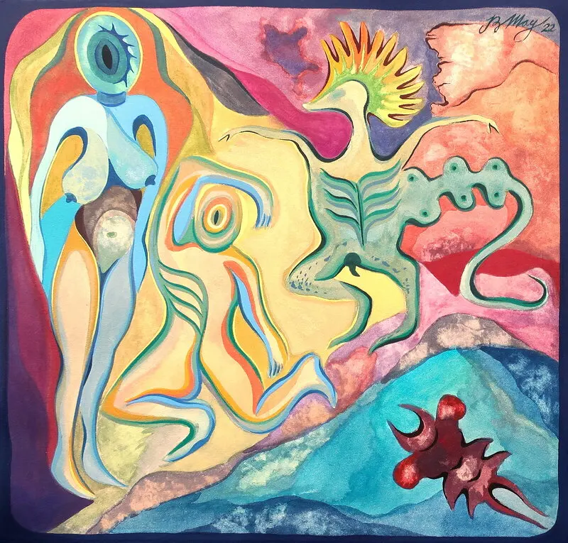 The Kelp Woman (with suitors) av Charles Benjamin May