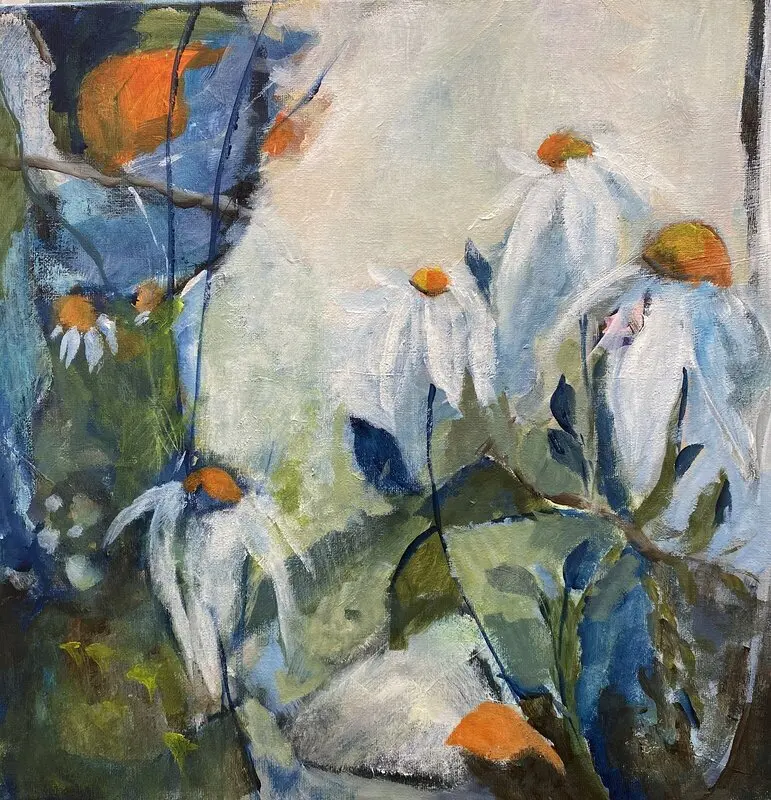Akrylmålning Höstens sista blommor 2 av Arja Hermansson