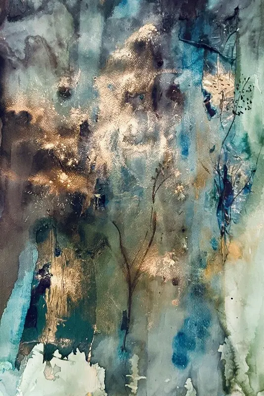 Akvarell Naturen speglas i vattnet av Gunilla Tuvin