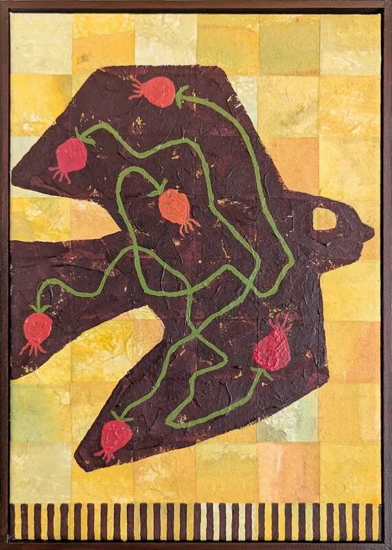 Dark Bird with Rosehips av Harika Zerman