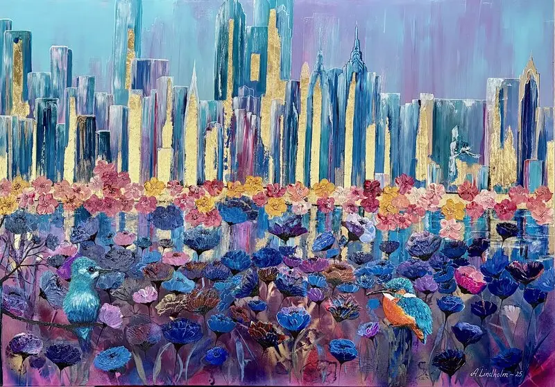 Akrylmålning Summer city av Anna Lindholm