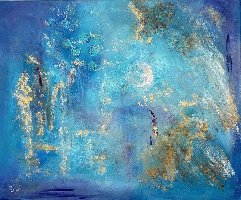 Akrylmålning Moon av Gunilla Eriksson