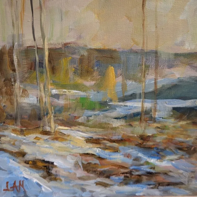 Akrylmålning Vårvinter av Lena Andén-Malmberg