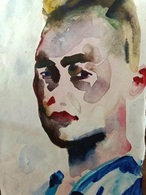 Akvarell Självporträtt av Charles Israelsson