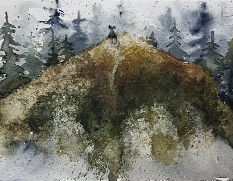 Akvarell Utsikt över storskogen av Inger Pettersson